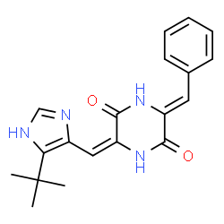 ChemSpider 2D Image | (3Z,6E)-3-Benzylidene-6-{[5-(2-methyl-2-propanyl)-1H-imidazol-4-yl]methylene}-2,5-piperazinedione | C19H20N4O2