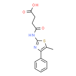 ChemSpider 2D Image | 4-[(5-Methyl-4-phenyl-1,3-thiazol-2-yl)amino]-4-oxobutanoic acid | C14H14N2O3S