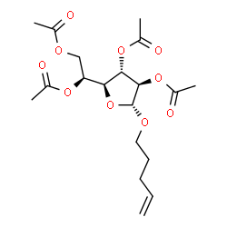 ChemSpider 2D Image | 4-Penten-1-yl 2,3,5,6-tetra-O-acetyl-alpha-L-altrofuranoside | C19H28O10