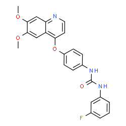 ChemSpider 2D Image | 1-{4-[(6,7-Dimethoxy-4-quinolinyl)oxy]phenyl}-3-(3-fluorophenyl)urea | C24H20FN3O4