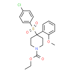 ChemSpider 2D Image | Ethyl 4-[(4-chlorophenyl)sulfonyl]-4-(2-methoxyphenyl)-1-piperidinecarboxylate | C21H24ClNO5S