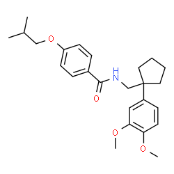 ChemSpider 2D Image | N-{[1-(3,4-Dimethoxyphenyl)cyclopentyl]methyl}-4-isobutoxybenzamide | C25H33NO4