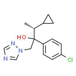 ChemSpider 2D Image | (3R)-2-(4-Chlorophenyl)-3-cyclopropyl-1-(1H-1,2,4-triazol-1-yl)-2-butanol | C15H18ClN3O