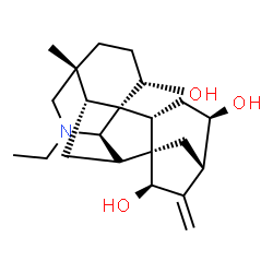 ChemSpider 2D Image | (1R,2R,4R,5S,7R,8R,9R,10R,13R,17R)-11-Ethyl-13-methyl-6-methylene-11-azahexacyclo[7.7.2.1~5,8~.0~1,10~.0~2,8~.0~13,17~]nonadecane-4,7,16-triol | C22H33NO3