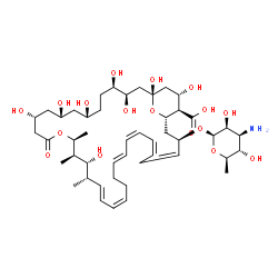ChemSpider 2D Image | (1S,3R,4R,7R,9R,11R,15S,16R,17R,18S,19E,21Z,25E,27Z,29Z,33R,35S,36R,37S)-33-[(3-Amino-3,6-dideoxy-beta-D-mannopyranosyl)oxy]-1,3,4,7,9,11,17,37-octahydroxy-15,16,18-trimethyl-13-oxo-14,39-dioxabicyclo
[33.3.1]nonatriaconta-19,21,25,27,29,31-hexaene-36-carboxylic acid | C47H75NO17