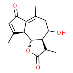 ChemSpider 2D Image | (3S,3aR,9aS,9bR)-4-Hydroxy-3,6,9-trimethyl-3,3a,4,5,9a,9b-hexahydroazuleno[4,5-b]furan-2,7-dione | C15H18O4