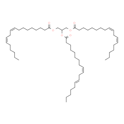 ChemSpider 2D Image | 1,2,3-Propanetriyl (9Z,12Z,9'Z,12'E,9''Z,12''Z)tris(-9,12-octadecadienoate) | C57H98O6