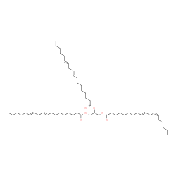 ChemSpider 2D Image | 1,2,3-Propanetriyl (9E,12E,9'E,12'E,9''E,12''Z)tris(-9,12-octadecadienoate) | C57H98O6