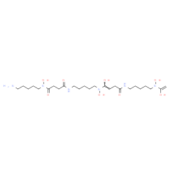 ChemSpider 2D Image | N-(5-Aminopentyl)-N-hydroxy-N'-(5-{hydroxy[(1Z)-1-hydroxy-4-({5-[hydroxy(1-hydroxyvinyl)amino]pentyl}amino)-4-oxo-1-buten-1-yl]amino}pentyl)succinamide | C25H48N6O8