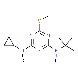 ChemSpider 2D Image | N-Cyclopropyl-N'-(2-methyl-2-propanyl)-6-(methylsulfanyl)-1,3,5-triazine-2,4-(~2~H_2_)diamine | C11H17D2N5S