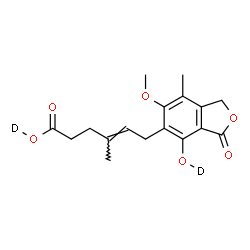 ChemSpider 2D Image | (4E)-6-[4-(~2~H)Hydroxy-6-methoxy-7-methyl-3-oxo-1,3-dihydro-2-benzofuran-5-yl]-4-methyl-4-hexen(~2~H)oic acid | C17H18D2O6