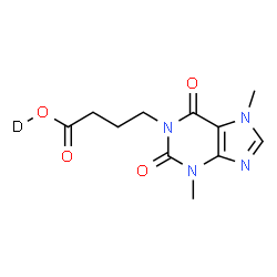 ChemSpider 2D Image | 4-(3,7-Dimethyl-2,6-dioxo-2,3,6,7-tetrahydro-1H-purin-1-yl)butan(~2~H)oic acid | C11H13DN4O4