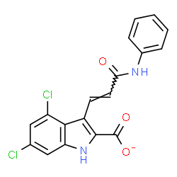 ChemSpider 2D Image | 3-[(1E)-3-Anilino-3-oxo-1-propen-1-yl]-4,6-dichloro-1H-indole-2-carboxylate | C18H11Cl2N2O3