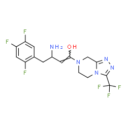 ChemSpider 2D Image | (1Z)-3-Amino-1-[3-(trifluoromethyl)-5,6-dihydro[1,2,4]triazolo[4,3-a]pyrazin-7(8H)-yl]-4-(2,4,5-trifluorophenyl)-1-buten-1-ol | C16H15F6N5O