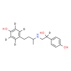 ChemSpider 2D Image | 4-(3-{[2-Hydroxy-2-(4-hydroxyphenyl)(2-~2~H)ethyl]amino}butyl)(~2~H_4_)phenol | C18H18D5NO3