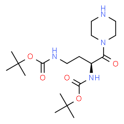 ChemSpider 2D Image | 2-Methyl-2-propanyl [(2S)-4-({[(2-methyl-2-propanyl)oxy]carbonyl}amino)-1-oxo-1-(1-piperazinyl)-2-butanyl]carbamate | C18H34N4O5
