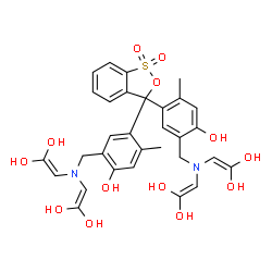 ChemSpider 2D Image | 2,2',2'',2'''-{(1,1-Dioxido-3H-2,1-benzoxathiole-3,3-diyl)bis[(6-hydroxy-4-methyl-3,1-phenylene)methylenenitrilo]}tetra(1,1-ethenediol) | C31H32N2O13S