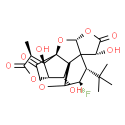ChemSpider 2D Image | (1R,3R,6R,8S,9R,10R,12S,13S,16S,17R)-9-(~18~F)Fluoro-6,12,17-trihydroxy-16-methyl-8-(2-methyl-2-propanyl)-2,4,14,19-tetraoxahexacyclo[8.7.2.0~1,11~.0~3,7~.0~7,11~.0~13,17~]nonadecane-5,15,18-trione | C20H2318FO10