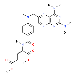ChemSpider 2D Image | N-{4-[({2,4-Bis[(~2~H_2_)amino]-6-pteridinyl}methyl)(methyl)amino]benzoyl}-L-(N,O~1~,O~5~-~2~H_3_)glutamic acid | C20H15D7N8O5