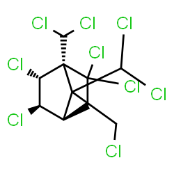 ChemSpider 2D Image | (1S,4R,5R,6R)-2,2,5,6-Tetrachloro-7-(chloromethyl)-1,7-bis(dichloromethyl)bicyclo[2.2.1]heptane | C10H9Cl9