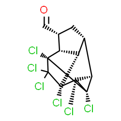 ChemSpider 2D Image | (1S,2R,3R,4R,5R,7R,8S,9R,10R)-3,4,5,6,6,7-Hexachloropentacyclo[6.3.0.0~2,4~.0~3,7~.0~5,9~]undecane-10-carbaldehyde | C12H8Cl6O