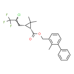 ChemSpider 2D Image | (2-Methyl-3-biphenylyl)methyl (1R,3R)-3-[(1Z)-2-chloro-3,3,3-trifluoro-1-propen-1-yl]-2,2-dimethylcyclopropanecarboxylate | C23H22ClF3O2