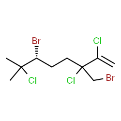 ChemSpider 2D Image | (6R)-6-Bromo-3-(bromomethyl)-2,3,7-trichloro-7-methyl-1-octene | C10H15Br2Cl3