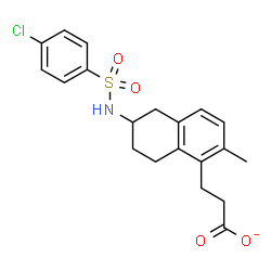 ChemSpider 2D Image | 3-(6-{[(4-Chlorophenyl)sulfonyl]amino}-2-methyl-5,6,7,8-tetrahydro-1-naphthalenyl)propanoate | C20H21ClNO4S