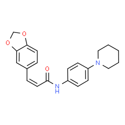ChemSpider 2D Image | (2Z)-3-(1,3-Benzodioxol-5-yl)-N-[4-(1-piperidinyl)phenyl]acrylamide | C21H22N2O3