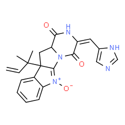 ChemSpider 2D Image | (3E)-3-(1H-Imidazol-5-ylmethylene)-10b-(2-methyl-3-buten-2-yl)-11,11a-dihydro-2H-pyrazino[1',2':1,5]pyrrolo[2,3-b]indole-1,4(3H,10bH)-dione 6-oxide | C22H21N5O3