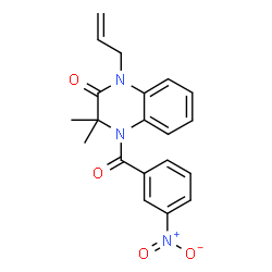 ChemSpider 2D Image | 1-Allyl-3,3-dimethyl-4-(3-nitrobenzoyl)-3,4-dihydro-2(1H)-quinoxalinone | C20H19N3O4
