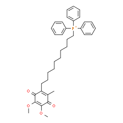 ChemSpider 2D Image | [10-(4,5-Dimethoxy-2-methyl-3,6-dioxo-1,4-cyclohexadien-1-yl)decyl](triphenyl)phosphonium | C37H44O4P