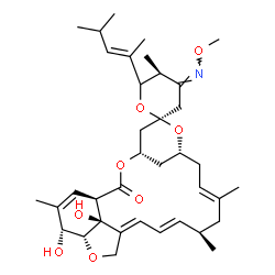 ChemSpider 2D Image | (1'R,2R,4Z,4'S,5S,8'R,13'R,14'E,16'E,20'R,21'R,24'S)-21',24'-Dihydroxy-4-(methoxyimino)-5,11',13',22'-tetramethyl-6-[(2E)-4-methyl-2-penten-2-yl]-3,4,5,6-tetrahydro-2'H-spiro[pyran-2,6'-[3,7,19]trioxa
tetracyclo[15.6.1.1~4,8~.0~20,24~]pentacosa[10,14,16,22]tetraen]-2'-one | C37H53NO8