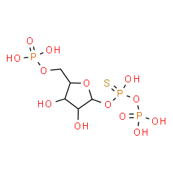 ChemSpider 2D Image | 1-O-[Hydroxy(phosphonooxy)phosphorothioyl]-5-O-phosphonopentofuranose | C5H13O13P3S