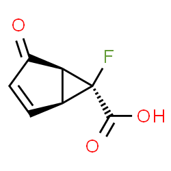 ChemSpider 2D Image | (1S,5S,6S)-6-Fluoro-4-oxobicyclo[3.1.0]hex-2-ene-6-carboxylic acid | C7H5FO3
