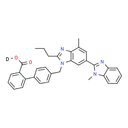 ChemSpider 2D Image | 4'-[(1,7'-Dimethyl-2'-propyl-1H,3'H-2,5'-bibenzimidazol-3'-yl)methyl]-2-biphenyl(~2~H)carboxylic acid | C33H29DN4O2