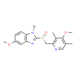 ChemSpider 2D Image | 5-Methoxy-2-{[(4-methoxy-3,5-dimethyl-2-pyridinyl)methyl]sulfinyl}(1-~2~H)-1H-benzimidazole | C17H18DN3O3S