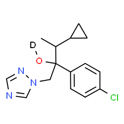 ChemSpider 2D Image | 2-(4-Chlorophenyl)-3-cyclopropyl-1-(1H-1,2,4-triazol-1-yl)-2-butan(~2~H)ol | C15H17DClN3O