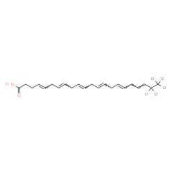 ChemSpider 2D Image | (4E,7E,10E,13E,16E,19E)-(21,21,22,22,22-~2~H_5_)-4,7,10,13,16,19-Docosahexaenoic acid | C22H27D5O2
