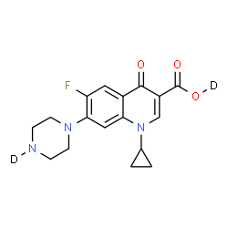 ChemSpider 2D Image | 1-Cyclopropyl-6-fluoro-4-oxo-7-[(4-~2~H)-1-piperazinyl]-1,4-dihydro-3-quinoline(~2~H)carboxylic acid | C17H16D2FN3O3