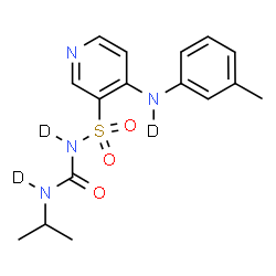 ChemSpider 2D Image | N-[Isopropyl(~2~H)carbamoyl]-4-[(3-methylphenyl)(~2~H)amino]-3-pyridine(~2~H)sulfonamide | C16H17D3N4O3S