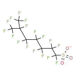 ChemSpider 2D Image | 1,1,2,2,3,3,4,4,5,5,6,7,7,7-Tetradecafluoro-6-(trifluoromethyl)-1-heptanesulfonate | C8F17O3S