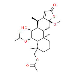 ChemSpider 2D Image | [(4R,4aR,5S,6R,6aS,7R,10aR,11aS,11bR)-5-Acetoxy-6-hydroxy-10a-methoxy-4,7,11b-trimethyl-9-oxo-1,2,3,4,4a,5,6,6a,7,9,10a,11,11a,11b-tetradecahydrophenanthro[3,2-b]furan-4-yl]methyl acetate | C25H36O8