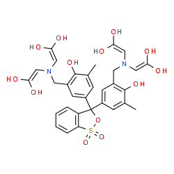 ChemSpider 2D Image | 2,2',2'',2'''-{(1,1-Dioxido-3H-2,1-benzoxathiole-3,3-diyl)bis[(6-hydroxy-5-methyl-3,1-phenylene)methylenenitrilo]}tetra(1,1-ethenediol) | C31H32N2O13S