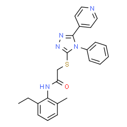 ChemSpider 2D Image | N-(2-Ethyl-6-methylphenyl)-2-{[4-phenyl-5-(4-pyridinyl)-4H-1,2,4-triazol-3-yl]sulfanyl}acetamide | C24H23N5OS
