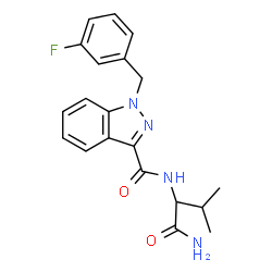 ChemSpider 2D Image | N-(1-Amino-3-methyl-1-oxo-2-butanyl)-1-(3-fluorobenzyl)-1H-indazole-3-carboxamide | C20H21FN4O2