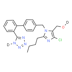 ChemSpider 2D Image | [2-Butyl-4-chloro-1-({2'-[(~2~H)-1H-tetrazol-5-yl]-4-biphenylyl}methyl)-1H-imidazol-5-yl]methan(~2~H)ol | C22H21D2ClN6O