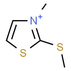 ChemSpider 2D Image | 3-Methyl-2-(methylsulfanyl)-1,3-thiazol-3-ium | C5H8NS2
