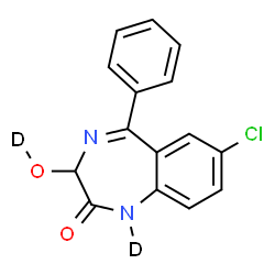 ChemSpider 2D Image | 7-Chloro-3-(~2~H)hydroxy-5-phenyl(1-~2~H)-1,3-dihydro-2H-1,4-benzodiazepin-2-one | C15H9D2ClN2O2