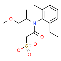 ChemSpider 2D Image | 2-[(2-Ethyl-6-methylphenyl)(1-methoxy-2-propanyl)amino]-2-oxoethanesulfonate | C15H22NO5S
